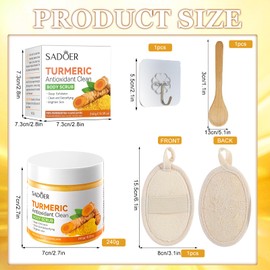 Turmeric Brightening Scrub, Brightening Body Scrub with Loofah Sponges, Body Scrub with Turmeric, Body Care for Deep Cleansing, Smooth Skin, for Men and Women