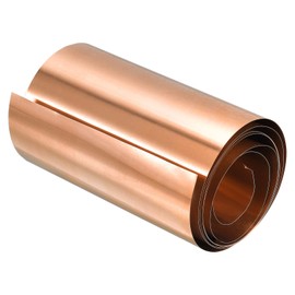 sourcing map Copper Sheet Roll, 2000mm x 100mm x 0.03mm 99.9% Pure Copper Strip Metal Foil Plate for Electrical DIY Projects