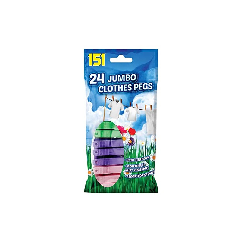 Jumbo Plastic Pegs, Strong Grip, Multi-coloured, Everyday Use, Laundry Accessories,