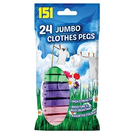 Jumbo Plastic Pegs, Strong Grip, Multi-coloured, Everyday Use, Laundry Accessories, Ultra Strong Clothes Pegs, Garment Indoor/Outdoor Pegs, Resistant To Rust & Moisture, Mixed Colour, 24 Piece