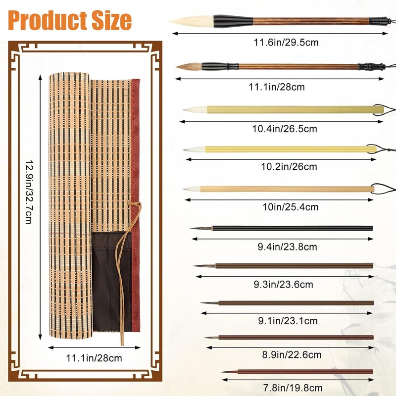 Linkstyle Chinese Calligraphy Brush Set, Mixed Size Japanese Kanji Sumi