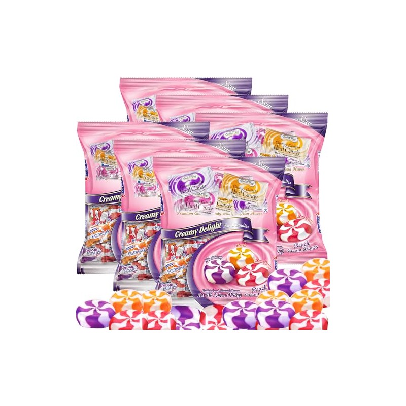 Creamy Swirled Hard Candy | Strawberry Peach & Blackberry Flavors