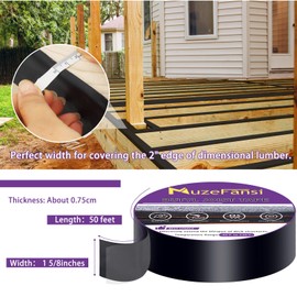 MuzeFansi Joist Tape for Decking 12 Pack, 1 5/8" x 50' Waterproof Butyl Flashing Tape Deck Joist Tape – Self-Adhesive, Weatherproof Deck Tape for Wood Joists, Beams, Roof & RV Repairs