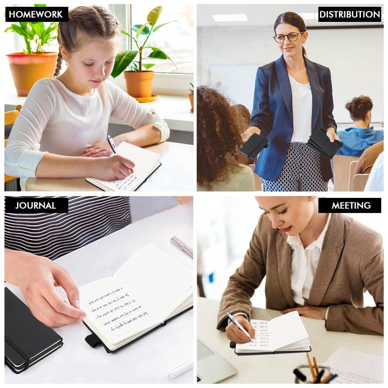 feela 3 Pack Pocket Notebook Journals with 3 Black Pens,