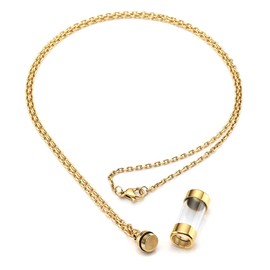 Jovivi Stainless Steel Ashes Jewellery Memorial Urn Acrylic Bottle Pendant Opening Chain Capsule Pendant Necklace Memorial Gift, Stainless Steel, Gold
