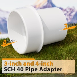Dual-Size Lawn Drain Adapter, Fits 3" & 4" SCH 40 Pipes, Heavy-Duty Compression Connector for Yard Drainage, Compatible with Debialo 4" Grate & Angled Drain Systems