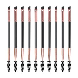 10 Pieces Double Sided Eyebrow Brush Eyebrow Coil Gel Brush Small Flat Angled Thin Eyebrow Makeup Brushes for Eyebrow Powder Waxing