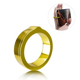 Huggykey Titanium Steel Women's Wide Ring,Ring Cell Phone Holder-Polished statement knuckle rings Fit Third Finger & Little Finger Size 5-9 Jewelry Birthday Gifts for Women/Men (Gold, 9)