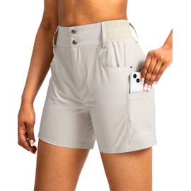 Viodia Pantalones Cortos De Golf para Senderismo De 5 "con Bolsillos, Pantalones Cortos Tipo Cargo Elásticos De Cintura Alta para Caminar Informal En Verano, Color Caqui Claro