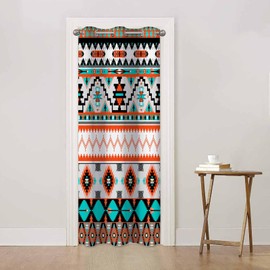 Haciadan Aztec Pattern Doorway Curtains Geometric Tribal Ethnic American Vintage Blackout Curtain Door Dividers Closet Door Cover Curtain 34" W X 80" L,1 Panel