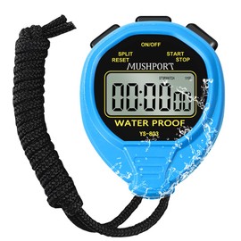 MUSHPORT Waterproof Stopwatch Timer Only Stopwatch Mode, ON/Off Silent No-Clock No-Date No-Countdown Simple Operation, Digital Stop Watch for Swimming Sports, Blue