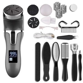 Electric Callus Remover for Feet Portable Pedicure Kit Foot File Callus Remover Rechargeable Waterproof Foot File for Foot Care Deadskin Remover with 3Head&LCD Display (Dark Gray)