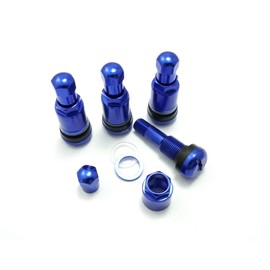 Pack of 4 11.3 mm Aluminium Rim Valves Metal Valve Blue Light
