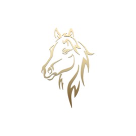 Horse Head Outline Vinyl Decal Notebook Car Laptop 3.5" x 5.5" (Gold)