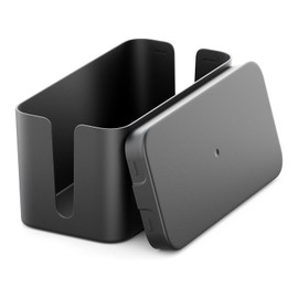 Cable Management Box, Cable Tidy Box Black Cable Organiser Box with Lid Small Cable Box for Hiding Power Strips Electrical Cords Organiser