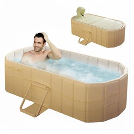 jessie 47" Portable Tub for Adults with Lid, Foldable Bathtub, Hot & Cold Plunge Tub Ice Bath Tub fo Home Indoor & Outdoor Showers