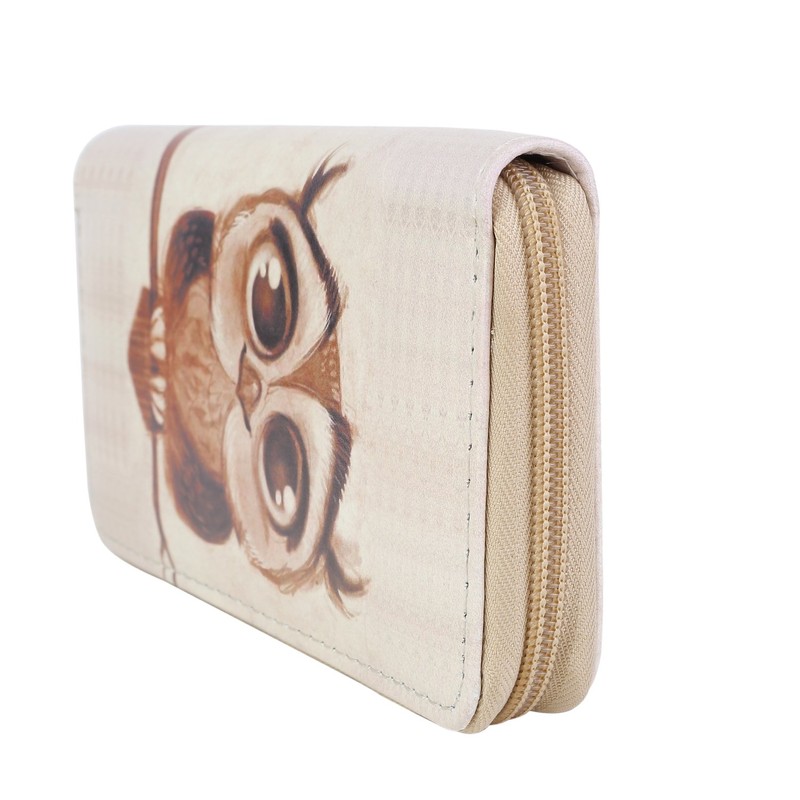 DonDon Women's Owl Purse Beige