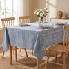 Horaldaily Blue Cotton Blend Tablecloth 60×84 Inch Rectangular, Farmhouse Style,
