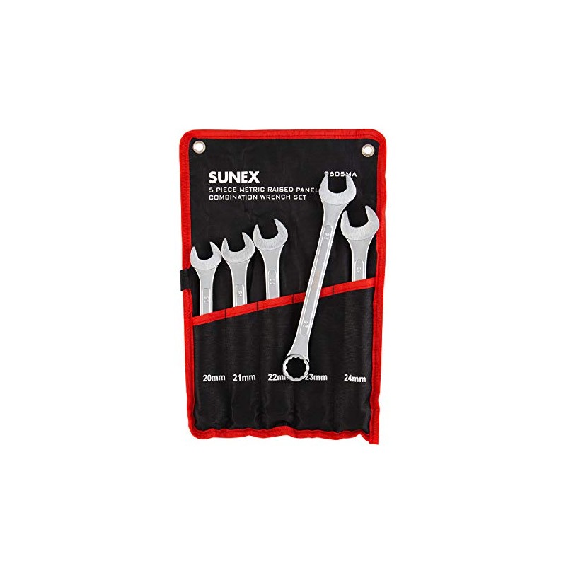 Sunex 9605MA - Juego de llaves combinadas métricas con panel