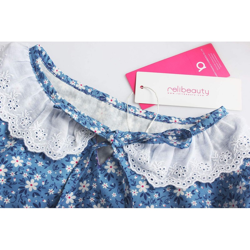 ReliBeauty Pioneer Girl Dress Colonial Prairie Costume Blue 120