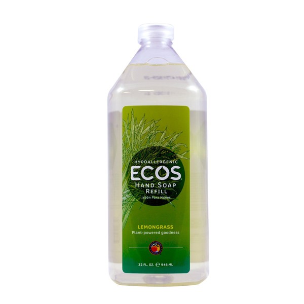 ECOS Hypoallergenic Hand Soap, Lemongrass, 32oz Refill Bottle by Earth Friendly Products, 67669
