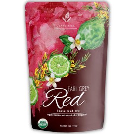 Gardenika Organic Red Rooibos Loose Leaf Tea with Bergamot Oil, Herbal, Caffeine-Free, KSA Kosher, No Natural or Artificial Flavors - 4 oz (1 Pack)