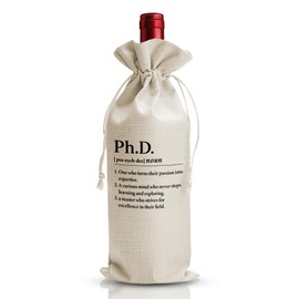 DOI-LANEE PHD Degree Graduation Gift Wine Bag, Doctorate Gifts For Him Her Man Woman Friend, Med School Graduation Party Gift Decoration, Reusable Cotton Burlap Wine Bag