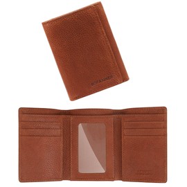 BOTANNER Trifold Genuine Leather Mens Wallet RFID Blocking with 6 Credit Card Slots 1 ID Window Section for Bills 2 Hidden Pockets (Tan)