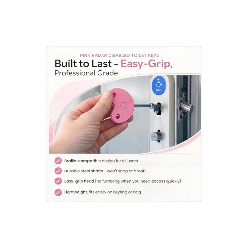 Pink Radar Disabled Toilet Key with Pink ID Card |