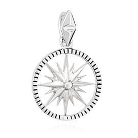 NKlaus 15 mm necklace pendant compass 925 silver sky direction jewellery pendant unisex 14154, Sterling Silver
