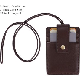 HAWEE Men's ID Card Holder, Card Case, Name Holder, Zipper, Genuine Leather, RFID, Employee ID, Name Tag, Commuter Holder, Coin Purse, Wallet, Pass Case, Neck Hanging, Swivel Hook, light coffee