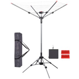 STORAGE MANIAC Outdoor Umbrella Drying Rack, 8 Lines with 82 Feet Drying Space, Steel Frame & Adjustable Height, 4-arm Umbrella Clothesline for Laundry, Collapsible Clothes Drying Rack for Backyard