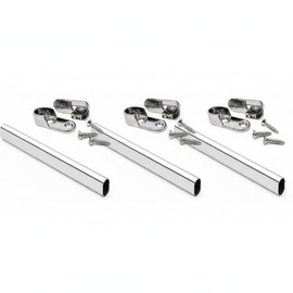 36-Inch Long Premium Polished Chrome Steel Oval Wardrobe Tube Closet Rod with Two End Caps and Installation Screws (3)