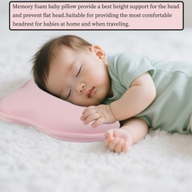 Memory Foam Baby Pillow, Breathable Newborn Pillows to Prevent Flat Head Portable Support Pillows for Cute Baby Head Shape Pillow for Little Boy & Girl