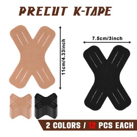 Cosmos Knee Kinesiology Tape Precut Knees Tendon Strap Support Strap Tape - Elastic Breathable Knee Shoulder Joint Support Protective Athletic Tape for Hiking Soccer Basketball Running Tennis, 24 Pcs