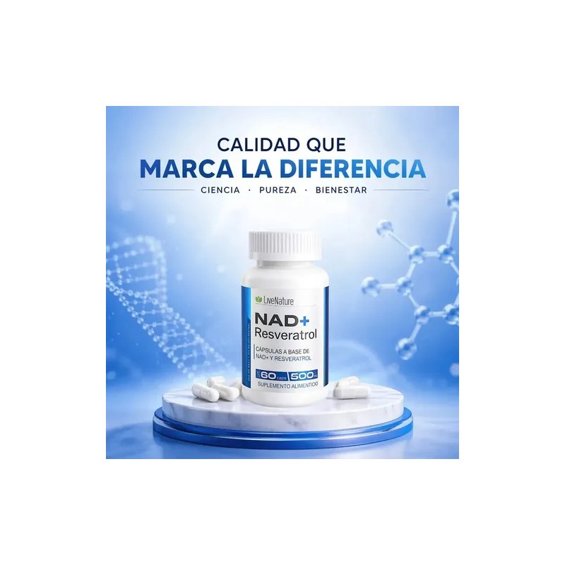 NAD Resveratrol 120 Cápsulas NAD Resveratrol Supplement, Cellular Energy, 120