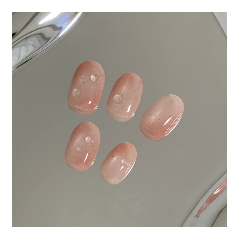 [Handmade Nail Tips] Peach Nail Tips - Short Oval Mini