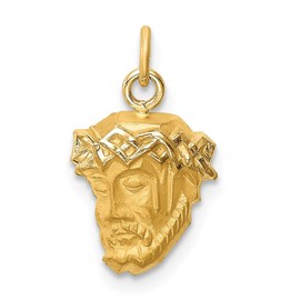 14k Yellow Gold/Small Jesus Brushed Matte Finish Pendant Charm Medal