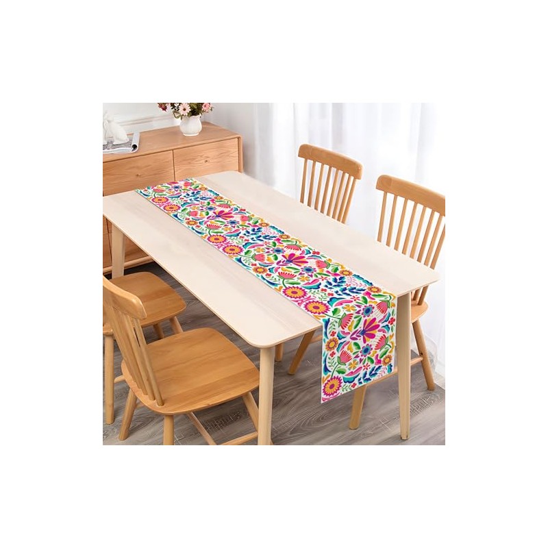 Vohado Camino de Mesa Floral Mexicano Día de los Muertos