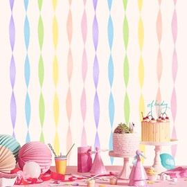 UNIIDECO Crepe Paper Streamers 6 Rolls Pastel Rainbow Streamers for Birthday Baby Shower Gender Reveal Wedding Graduation Party Monther's Day Easter Decorations DIY Crafts