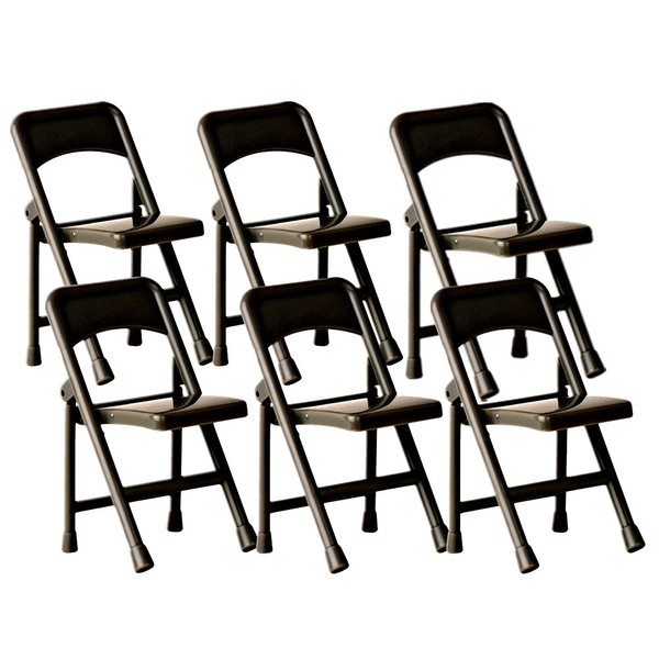 Black Plastic Toy Folding Chairs for Wrestling Action Figures (Set of 6)