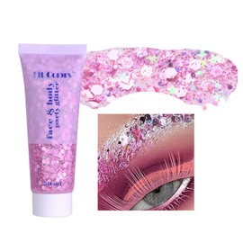 CkFyahp Body Glitter Gel 50 ml Mermaid Sequins Sparkling Chunky Body Lotion Glitter Liquid Eyeshadow for Cosmetics Face Hair Lips Nail Festival Party Make Up Decoration (03#)