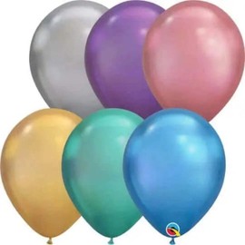 Qualatex Chrome 11" Assorted Latex Balloons, Multicolor