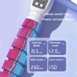 WIYETY Skipping Rope with Counter, Speed Rope with Ball Bearings and Non-Slip Handles, Cordless Skipping Rope, Skipping Rope Calorie Counter, Length Adjustable Rope for Men, Children and Adults - Pink