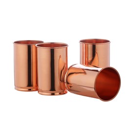 ANCIENTIMPEX Pure Copper Tumbler Set of 4, Unlined, UNCOATED and Lacquer Free, 350 Ml Capacity for Ayurveda Health Benefits