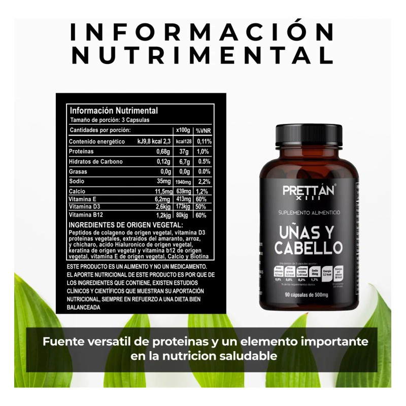Suplemento Con Nutrientes Para Uñas Y Cabello 500mg Prettan