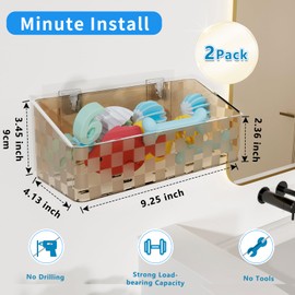 Natheeph Bath Toy Storage Holder, 2 Pack Large Capacity Bath Toy Organizer for Tub Clear Baby Bathtub Toy Storage Multi Use Shower Caddy for Bathroom, Bedroom & More (Brown)