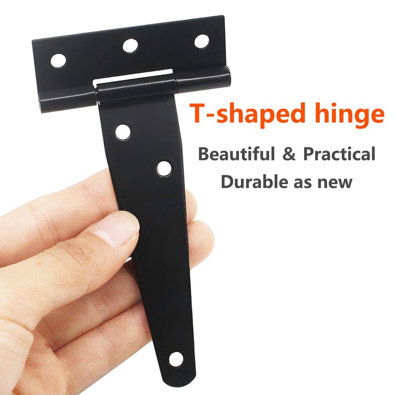 Ctyjia 2 Pcs T-Hinges, Tee Strap Black Door Hinges, with