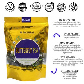 Pure Dried Butterfly Pea Flower Tea 100 % Premium Organic Butterfly Pea Tea 50g(1.76 Oz.) GMO Free Butterfly Pea Flowers For blue & purple Drinks, Food Coloring