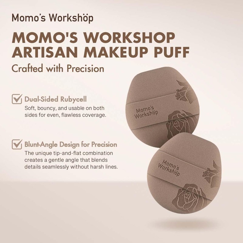 Momo's Workshop Rose Tatami Makeup Sponge Set,Double-Sided Flat-Edge Shape Rubycell
